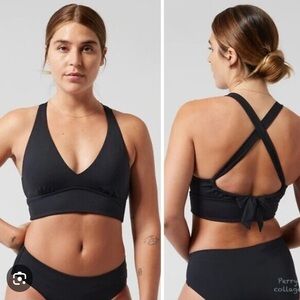 Black Cross-Back Plunge Bikini Top